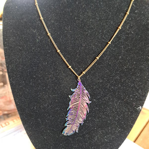 Iridescent Feather Necklace