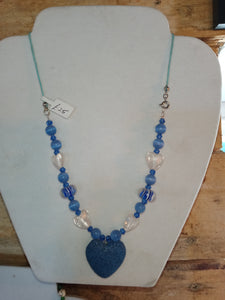 Lava Bead Heart, Blue