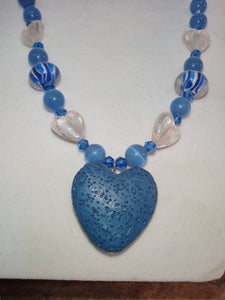 Lava Bead Heart, Blue