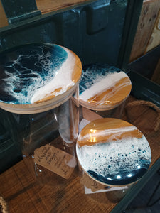Glass Resin Topped Storage Jar